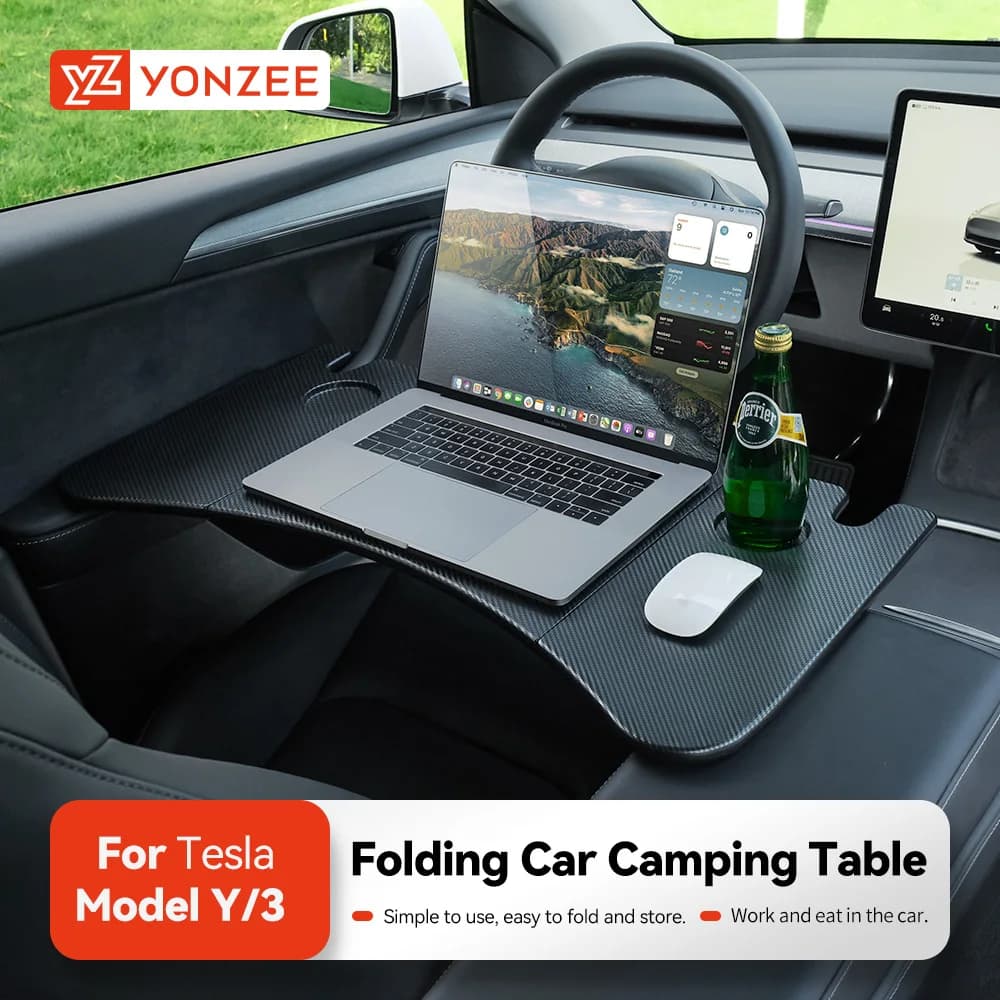 YZ pour Tesla Model 3 Highlan Modle Y X S 2018-2026 Volant Plateau pour ordinateur portable Bureau de voyage Table de bureau portable Accessoires de voiture